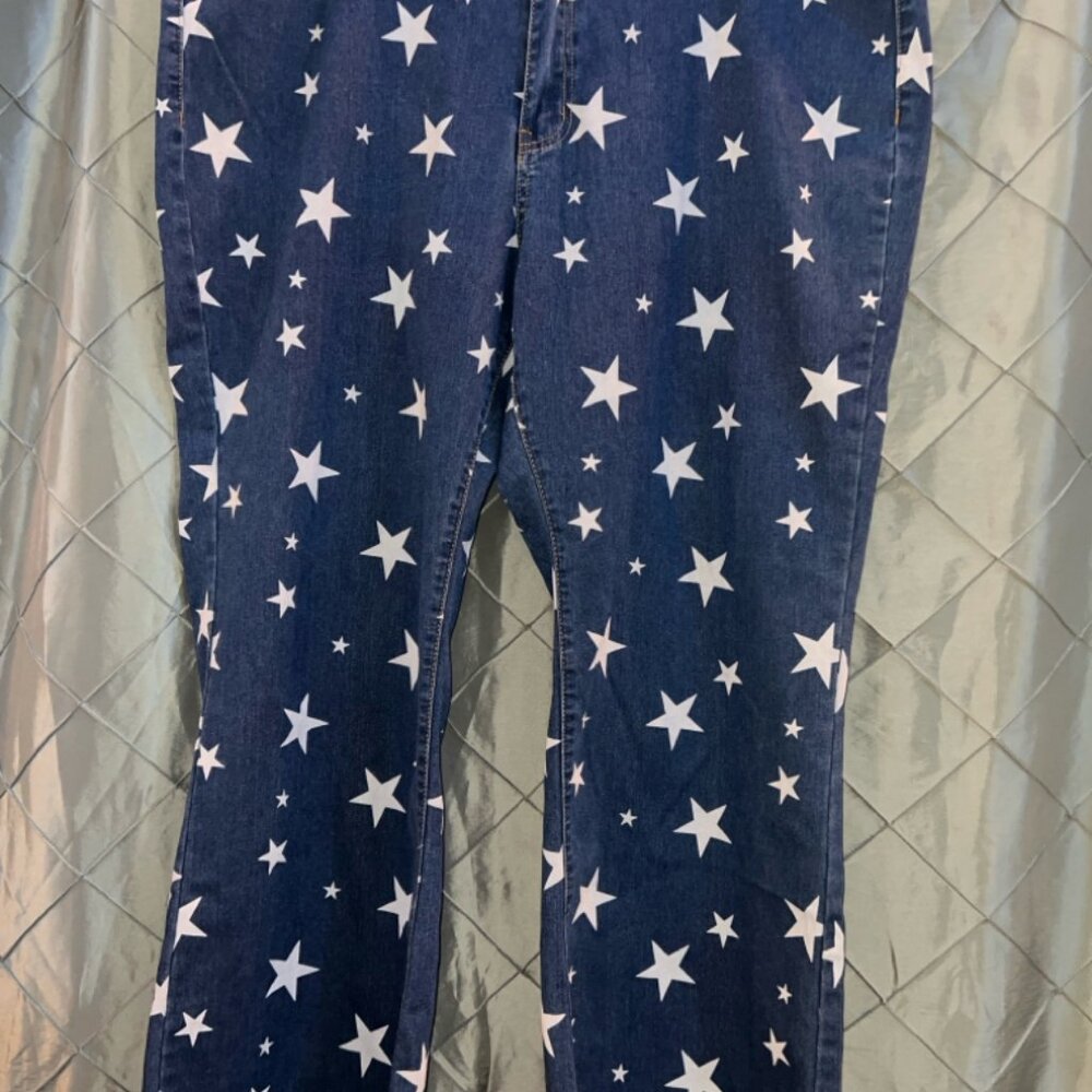 Shien Curvy 4XL White‎ Stars Denim Jeans